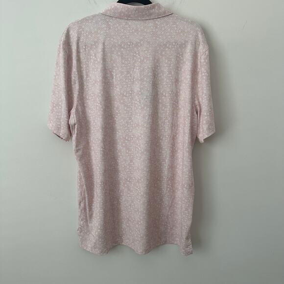 VRST Men's Stamped Geo Mesh Print Short Sleeve Golf Polo, Medium, Pink - Picture 2 of 4